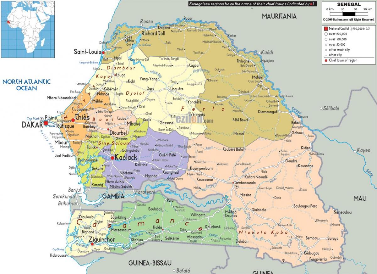 O Senegal, país no mapa