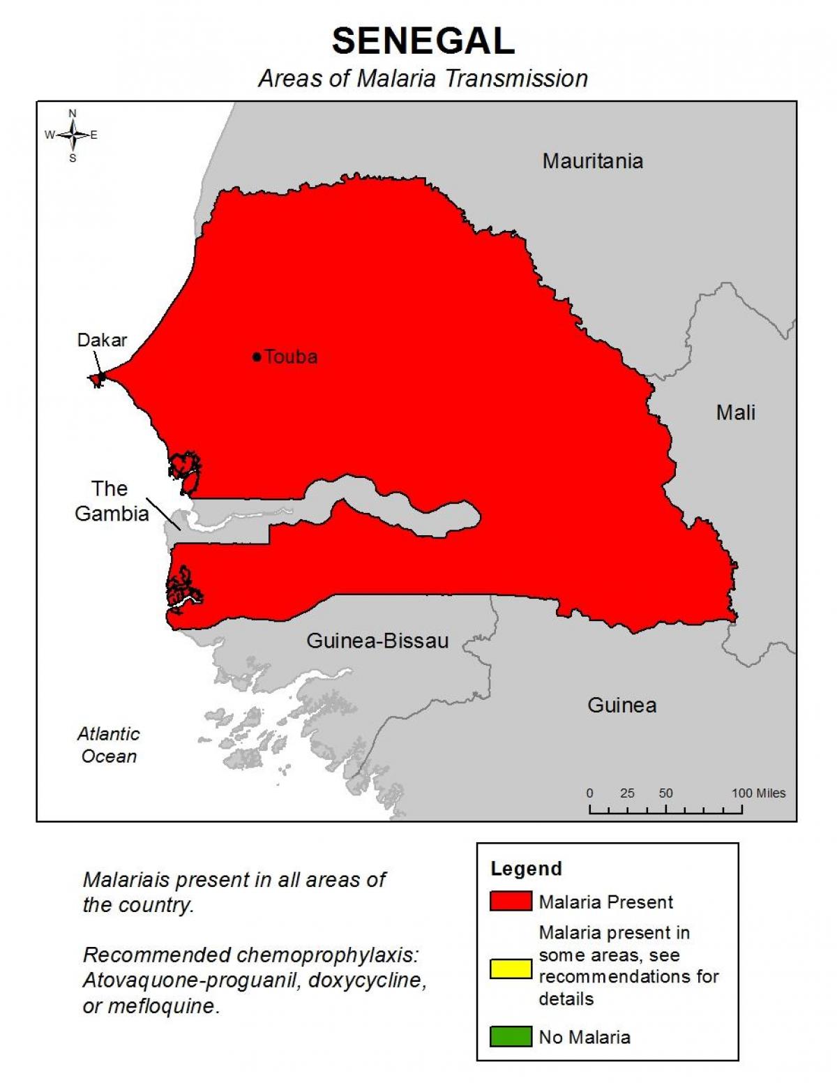 mapa do Senegal malária