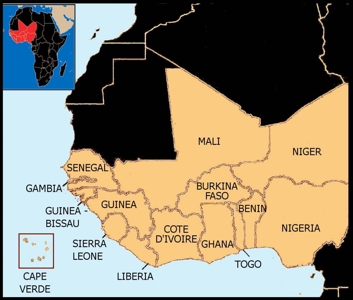 mapa do Senegal mapa da áfrica ocidental