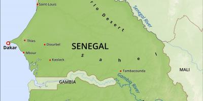 Mapa físico, mapa do Senegal